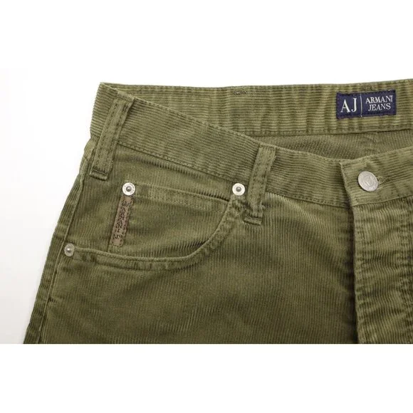 Armani Jeans Men's Simin T Vintage Corduroy Straight Leg Jeans Green Sz 33X33 - Picture 8 of 15